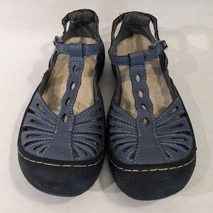 JBU by Jambu Wildflower Blue Vegan Leather Cutout Mary Jane Sandals Womens 6M